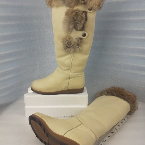 VINTAGE MUKLUK FUR TRIM SHERPA LINED SNAP BUTTON NATIVE COLDWEATHER SNOW BOOT 5 - Picture 9 of 11